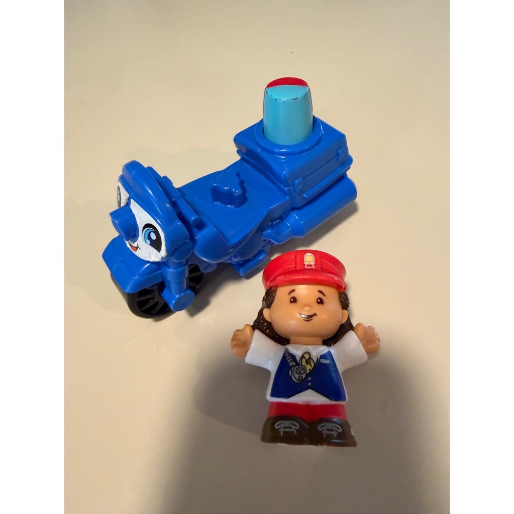 Fisher Price Little People Police Officer Figure and Blue Motorcycle 2016